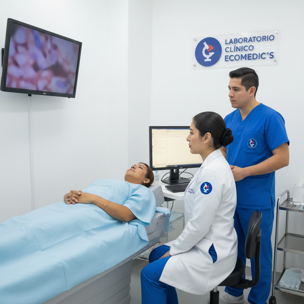 Imagen de estudios de colposcopia y penescopia